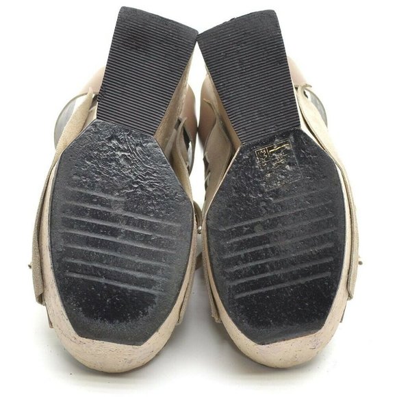 Acne Studio Taupe Leather Lace Up Platform Heels 38 - Picture 5 of 7